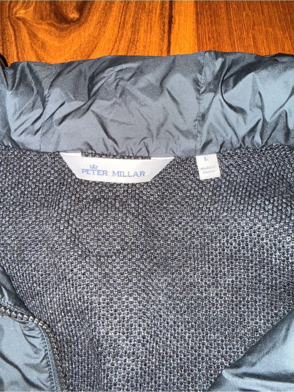 Peter Millar Black Quilted Hooded Jacket with Knit Camo Sleeves